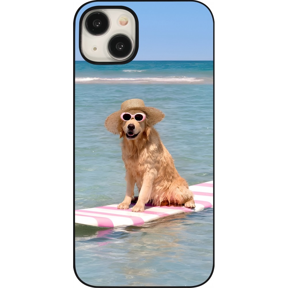 Coque iPhone 15 Plus - Summer Dog on Paddle