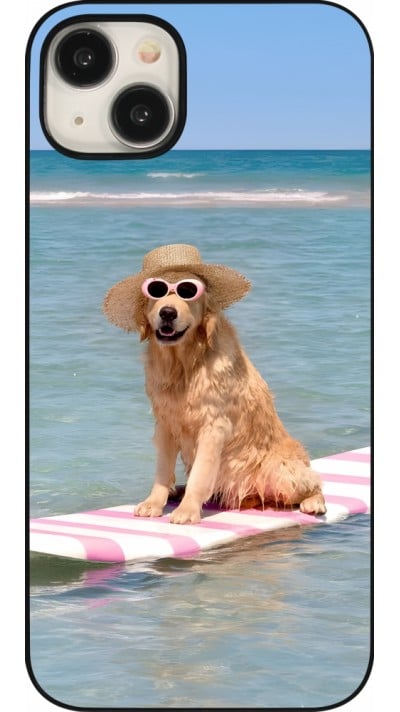 Coque iPhone 15 Plus - Summer Dog on Paddle