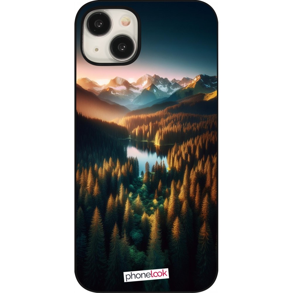 Coque iPhone 15 Plus - Sunset Forest Lake