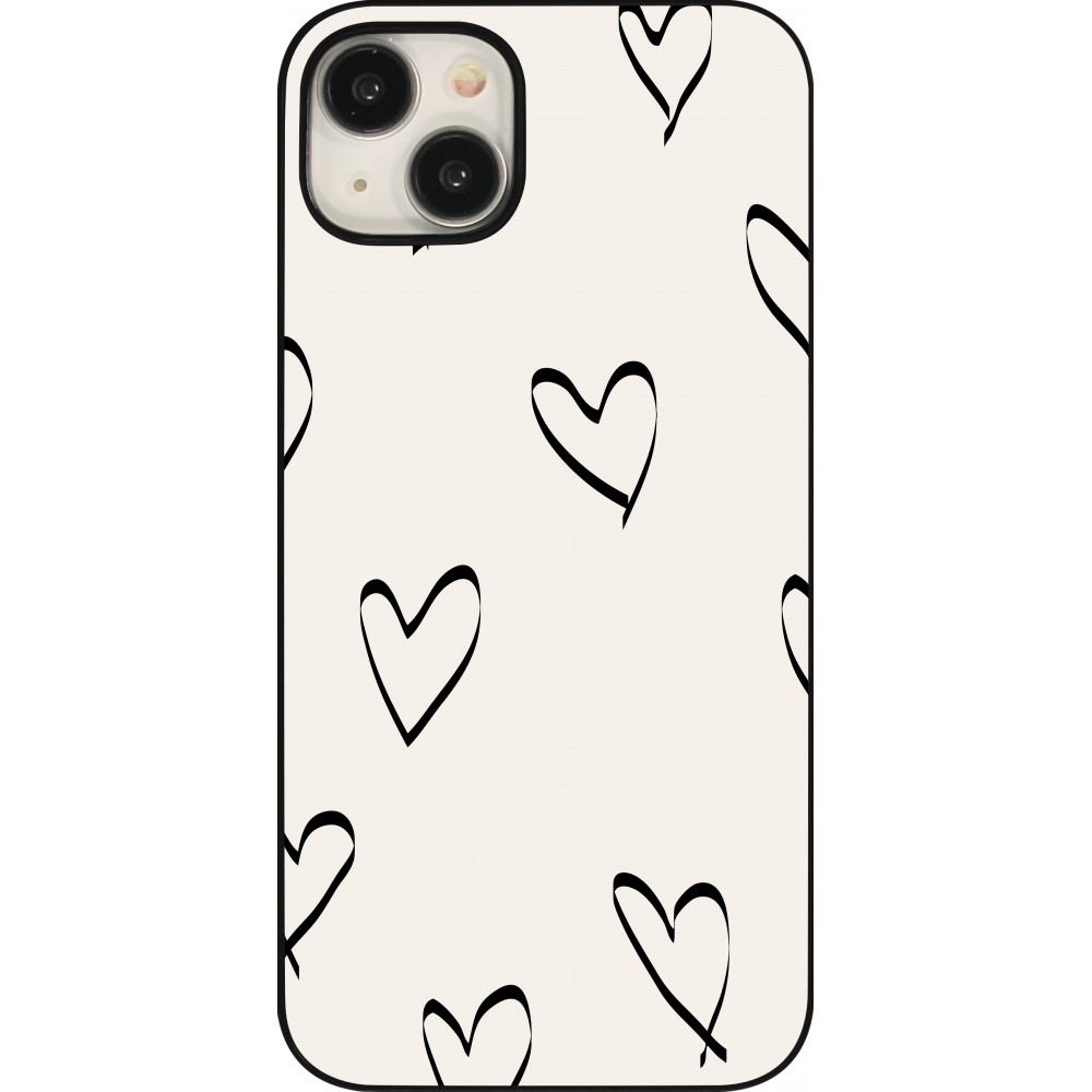 Coque iPhone 15 Plus - Valentine 2023 minimalist hearts