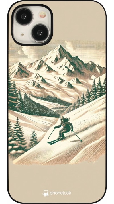 Coque iPhone 15 Plus - Vintage Ski Mountain