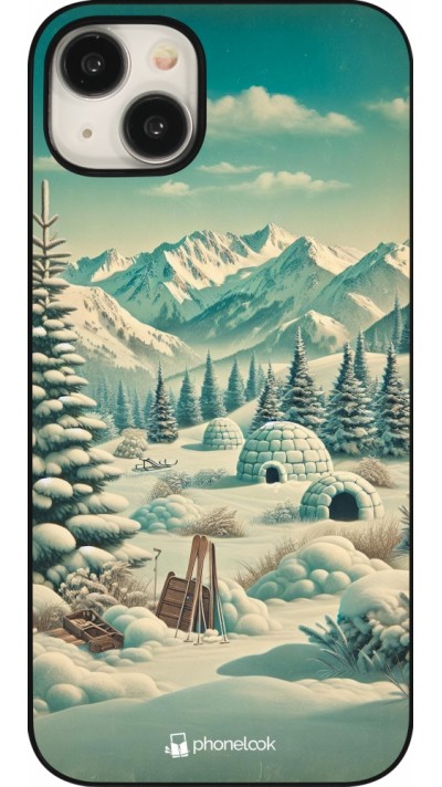 Coque iPhone 15 Plus - Vintage Snowy Mountain Igloo