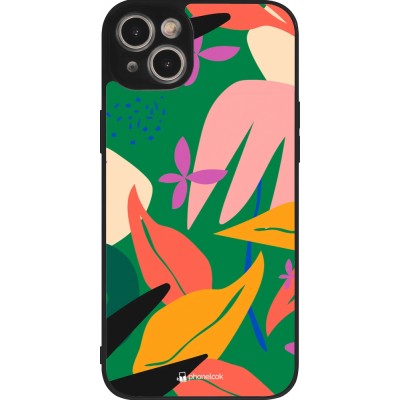 Coque iPhone 15 Plus - Silicone rigide noir Abstract Jungle