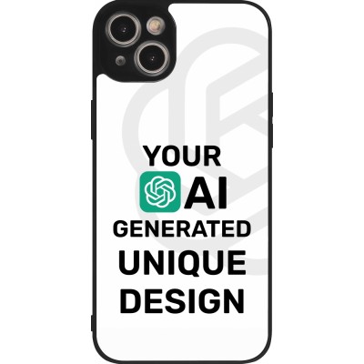 Coque iPhone 15 Plus - Silicone rigide noir 100% unique générée par intelligence artificielle (AI) avec vos idées