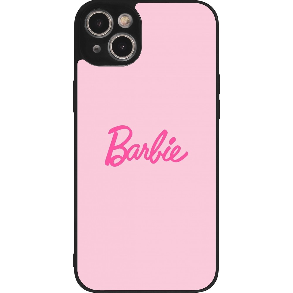 Coque iPhone 15 Plus - Silicone rigide noir Barbie Text