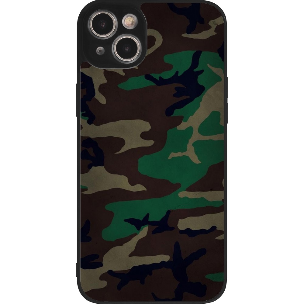 Coque iPhone 15 Plus - Silicone rigide noir Camouflage 3