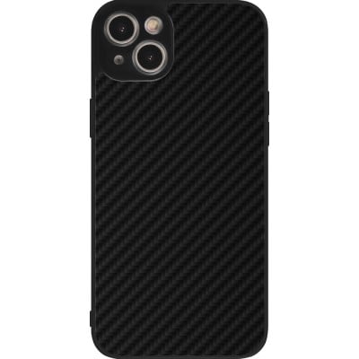 Coque iPhone 15 Plus - Silicone rigide noir Carbon Basic