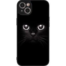 Coque iPhone 15 Plus - Silicone rigide noir Cat eyes