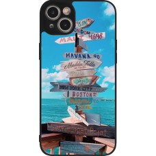 Coque iPhone 15 Plus - Silicone rigide noir Cool Cities Directions