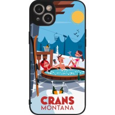 Coque iPhone 15 Plus - Silicone rigide noir Crans-Montana Mountain Jacuzzi