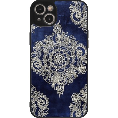 Coque iPhone 15 Plus - Silicone rigide noir Cream Flower Moroccan