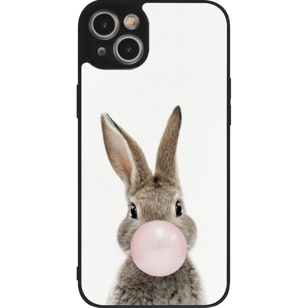 Coque iPhone 15 Plus - Silicone rigide noir Easter 2023 bubble gum bunny