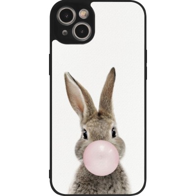 Coque iPhone 15 Plus - Silicone rigide noir Easter 2023 bubble gum bunny