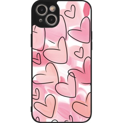 Coque iPhone 15 Plus - Silicone rigide noir Easter 2023 pink hearts