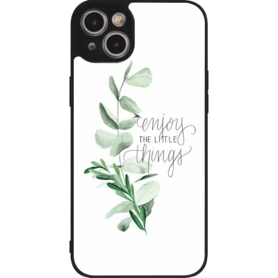 Coque iPhone 15 Plus - Silicone rigide noir Enjoy the little things