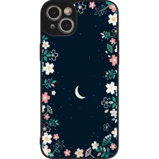 Coque iPhone 15 Plus - Silicone rigide noir Flowers space