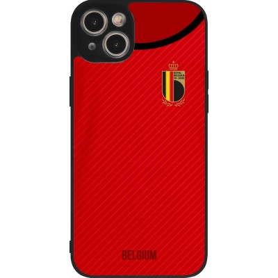 Coque iPhone 15 Plus - Silicone rigide noir Maillot de football Belgique 2022 personnalisable