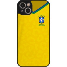 iPhone 15 Plus Case Hülle - Silikon schwarz Brasilien 2022 personalisierbares Fußballtrikot