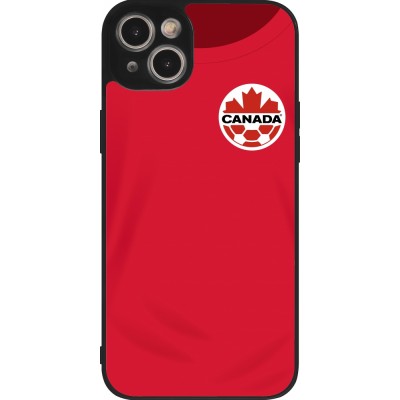 Coque iPhone 15 Plus - Silicone rigide noir Maillot de football Canada 2022 personnalisable