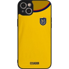 Coque iPhone 15 Plus - Silicone rigide noir Maillot de football Equateur 2022