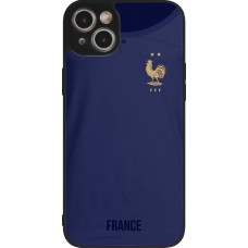 Coque iPhone 15 Plus - Silicone rigide noir Maillot de football France 2022 personnalisable