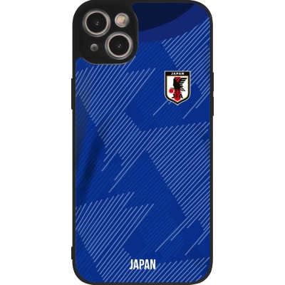 Coque iPhone 15 Plus - Silicone rigide noir Maillot de football Japon 2022 personnalisable