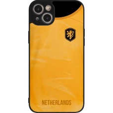 Coque iPhone 15 Plus - Silicone rigide noir Maillot de football Pays-Bas 2022 personnalisable