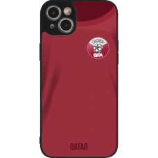 Coque iPhone 15 Plus - Silicone rigide noir Maillot de football Qatar 2022 personnalisable