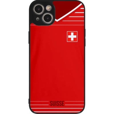 Coque iPhone 15 Plus - Silicone rigide noir Football shirt Switzerland 2022