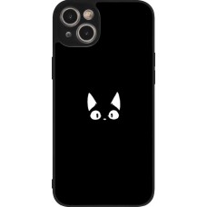 Coque iPhone 15 Plus - Silicone rigide noir Funny cat on black