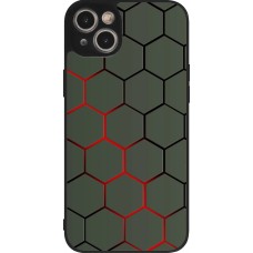 Coque iPhone 15 Plus - Silicone rigide noir Geometric Line red