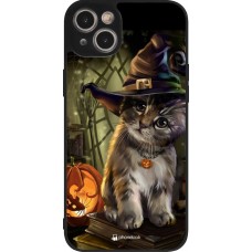 Coque iPhone 15 Plus - Silicone rigide noir Halloween 21 Witch cat