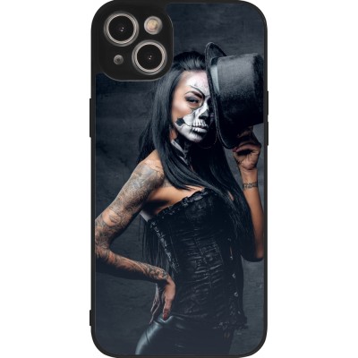 Coque iPhone 15 Plus - Silicone rigide noir Halloween 22 Tattooed Girl