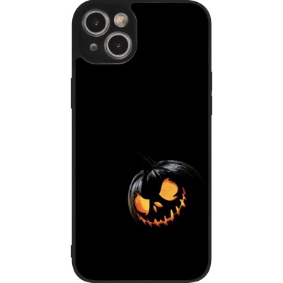 Coque iPhone 15 Plus - Silicone rigide noir Halloween 2023 discreet pumpkin