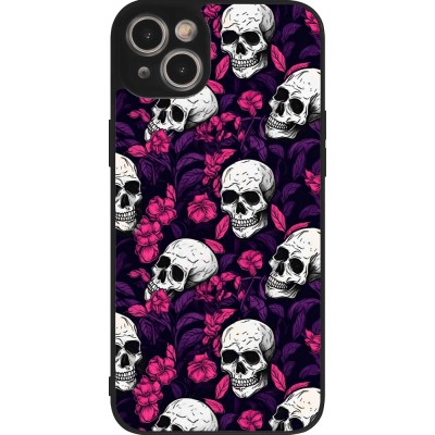 Coque iPhone 15 Plus - Silicone rigide noir Halloween 2024 romantic skulls