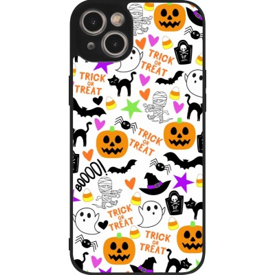 Coque iPhone 15 Plus - Silicone rigide noir Halloween 2024 trick or treat