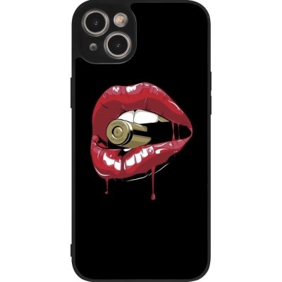 Coque iPhone 15 Plus - Silicone rigide noir Lips bullet