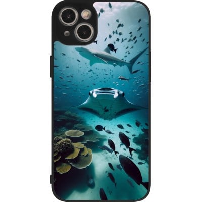 Coque iPhone 15 Plus - Silicone rigide noir Manta Lagon Nettoyage