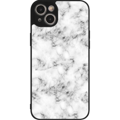 Coque iPhone 15 Plus - Silicone rigide noir Marble 01