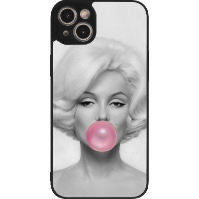 Coque iPhone 15 Plus - Silicone rigide noir Marilyn Bubble