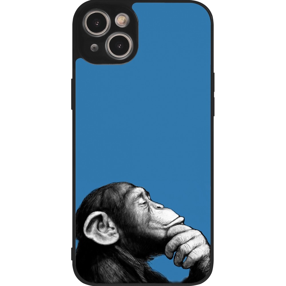 Coque iPhone 15 Plus - Silicone rigide noir Monkey Pop Art