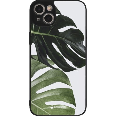 Coque iPhone 15 Plus - Silicone rigide noir Monstera Plant