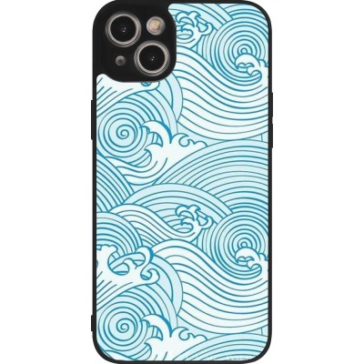 Coque iPhone 15 Plus - Silicone rigide noir Ocean Waves