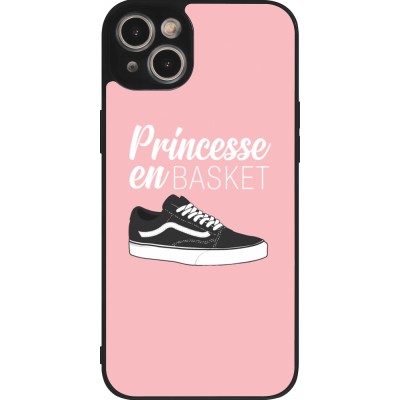 Coque iPhone 15 Plus - Silicone rigide noir princesse en basket