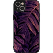 Coque iPhone 15 Plus - Silicone rigide noir Purple Light Leaves