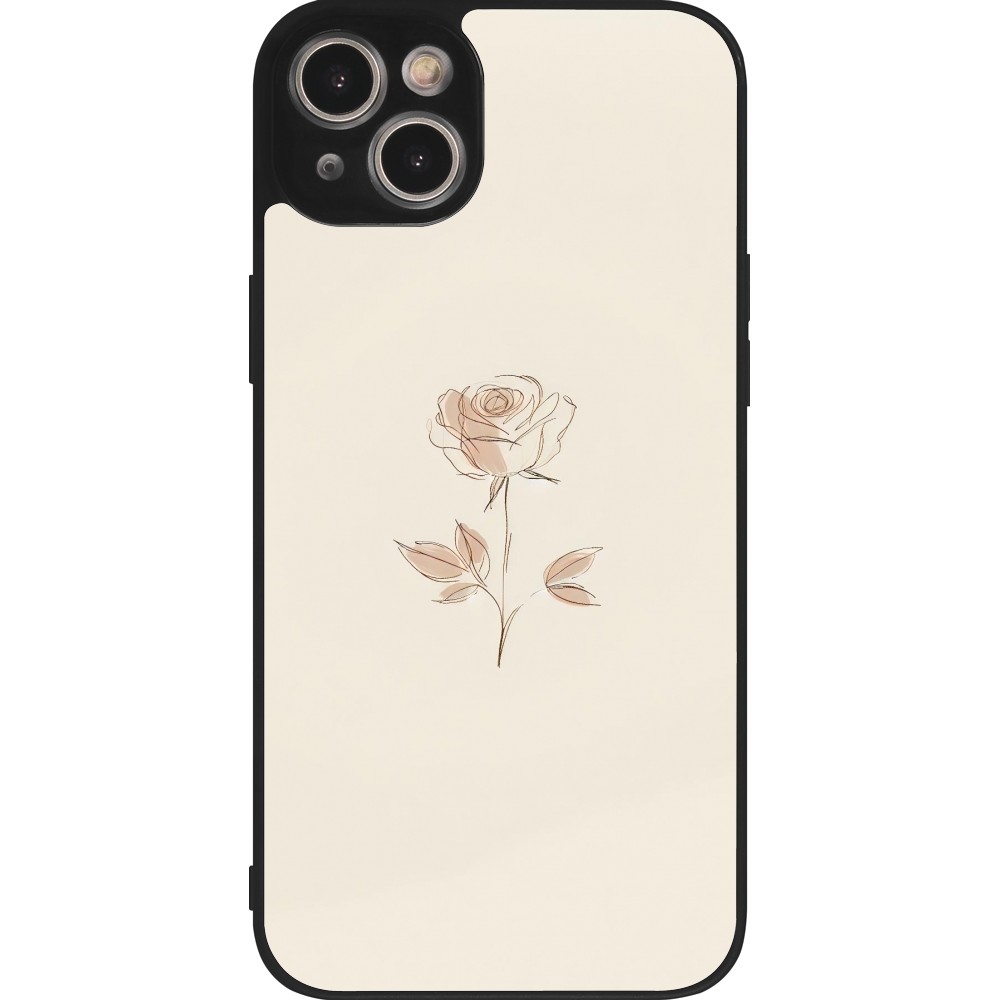 Coque iPhone 15 Plus - Silicone rigide noir Sable Rose Minimaliste