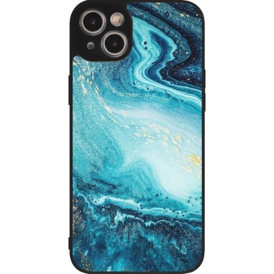 Coque iPhone 15 Plus - Silicone rigide noir Sea Foam Blue