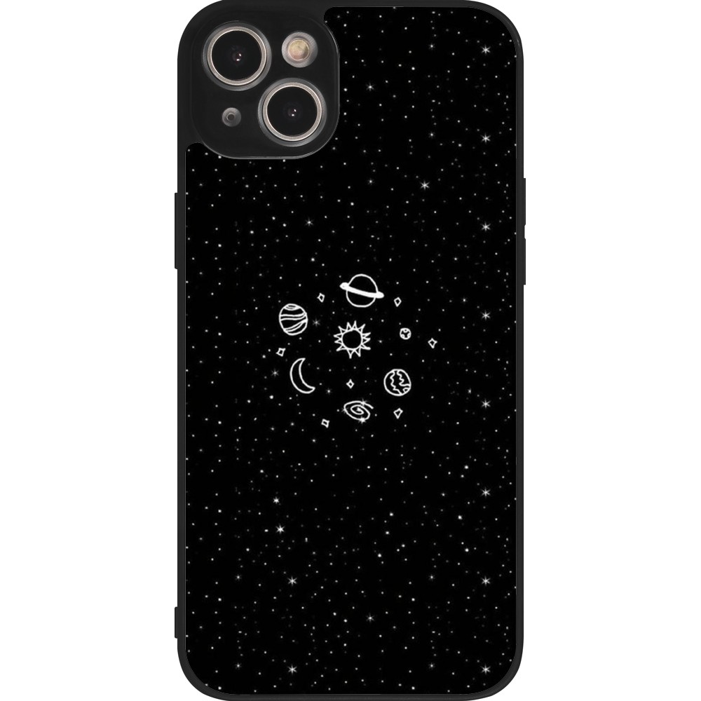 Coque iPhone 15 Plus - Silicone rigide noir Space Doodle