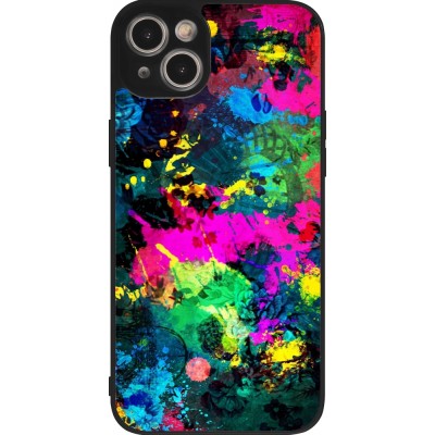 Coque iPhone 15 Plus - Silicone rigide noir Splash paint