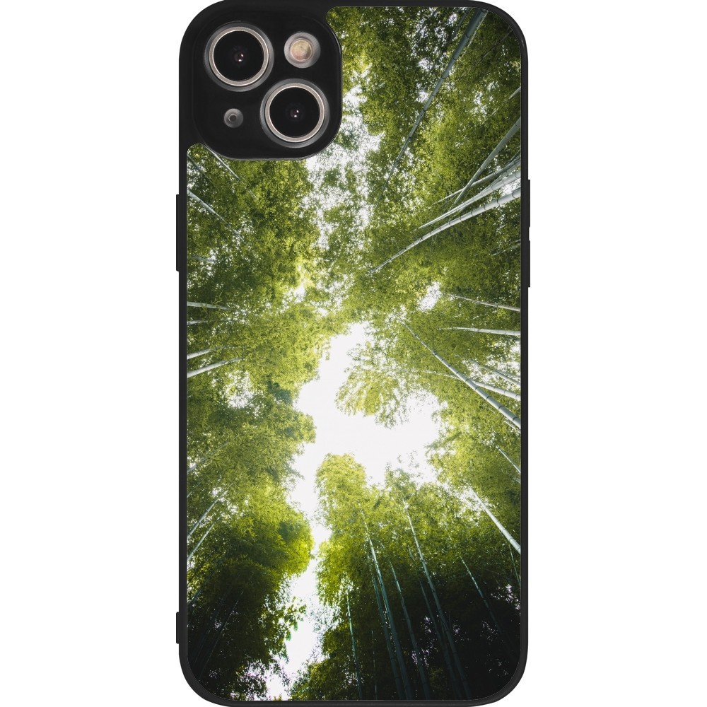 iPhone 15 Plus Case Hülle - Silikon schwarz Spring 23 forest blue sky